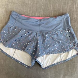 LULULEMON SPEED SHORTS. SIZE 4.